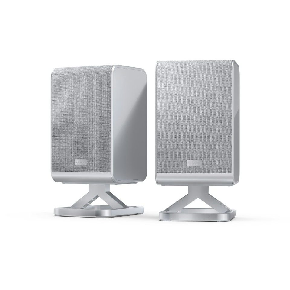 image 1 of SHARP HT-SPR52021(SL) Q 2.0.2 Wireless Rear Speakers for SHARP Q Soundbar Series – Silver