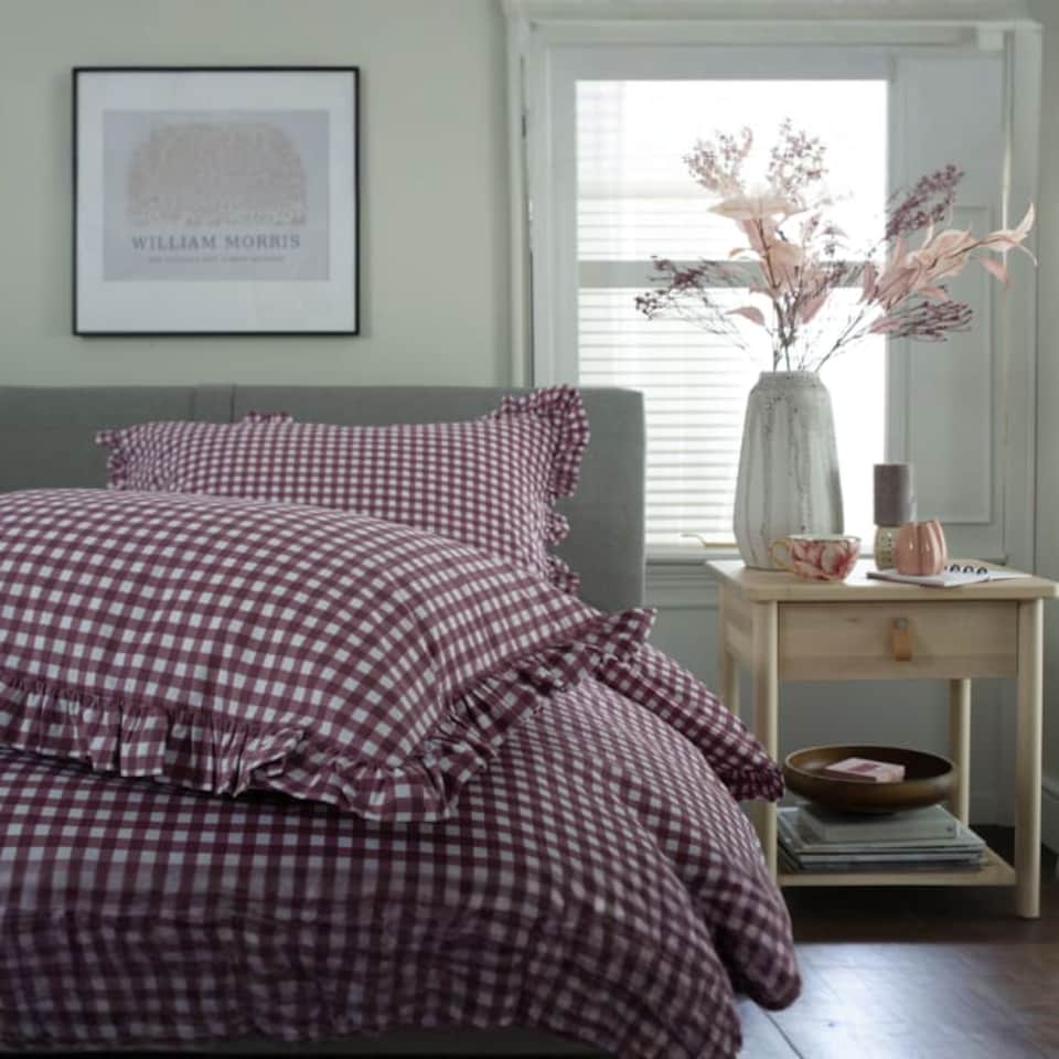 image 1 of TLC Gingham Frilled Duvet Set