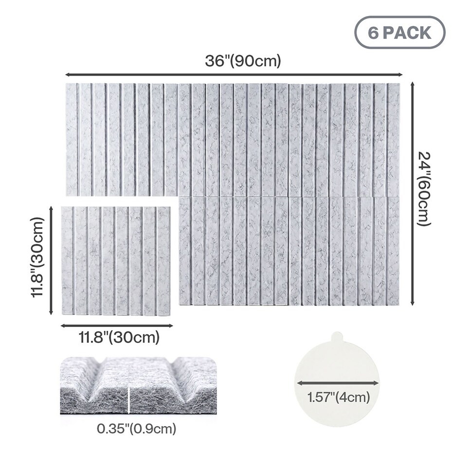 image 1 of Levede Felt Notice Board 6 Pack Wall Tiles Pin Board Self Adhesive Grey 30x30cm