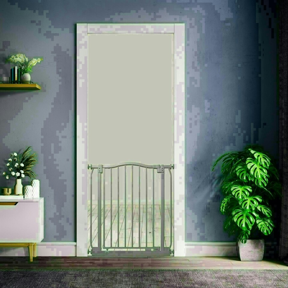image 1 of Bettacare Curved Top Dog Gate, 71cm - 80cm, Matt Grey, Pressure Fit Pet Gate for Dog and Puppy, Pet and Dog Barrier