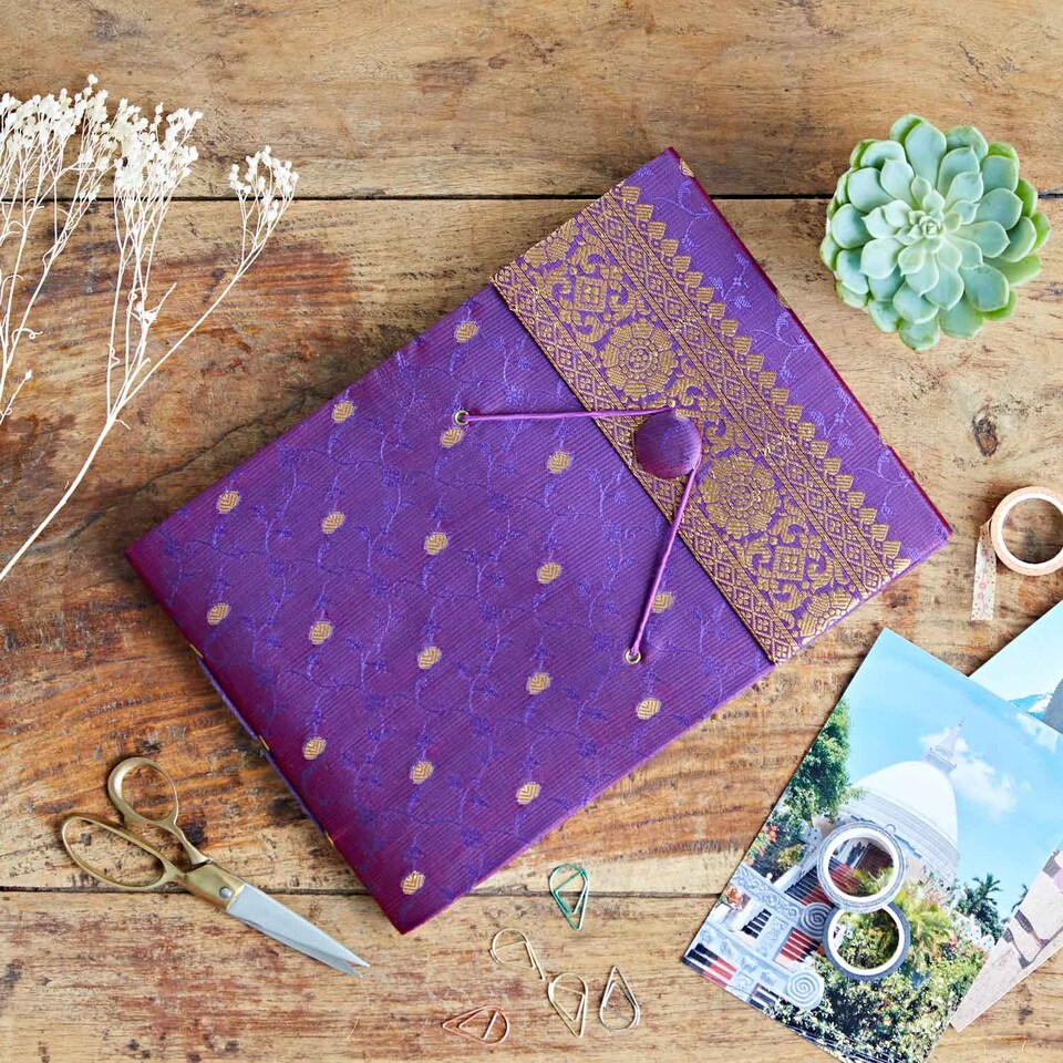 image 1 of Medium Sari Fabric Photo Album