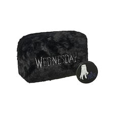 Wednesday Logo Fluffy Cosmetic Bag - Black - One Size