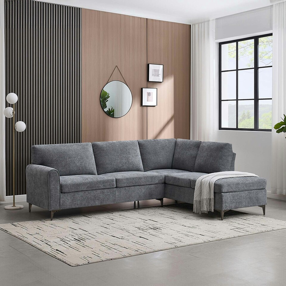 image 1 of Roma 4 Seater Fabric Corner Sofa Grey | Charcoal