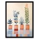 image 1 of Row Leafy Potted Plants Pastel Colour Pink Black Framed Wall Art Print A4