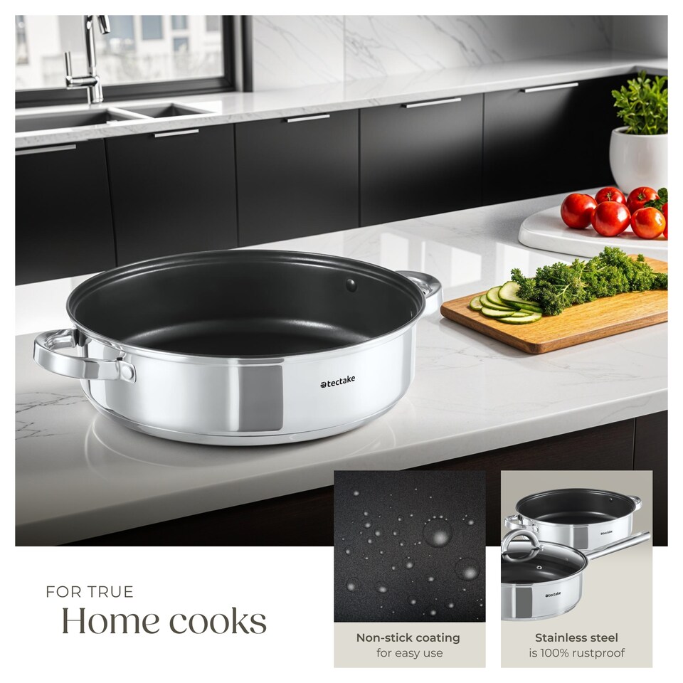 image 1 of Saucepan Set - 15-pieces, 5 saucepans, 2 frying pans, steamer, milk pot