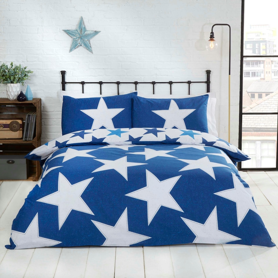 image 1 of All Stars Polycotton Reversible Duvet Set with Pillowcase Red | Double