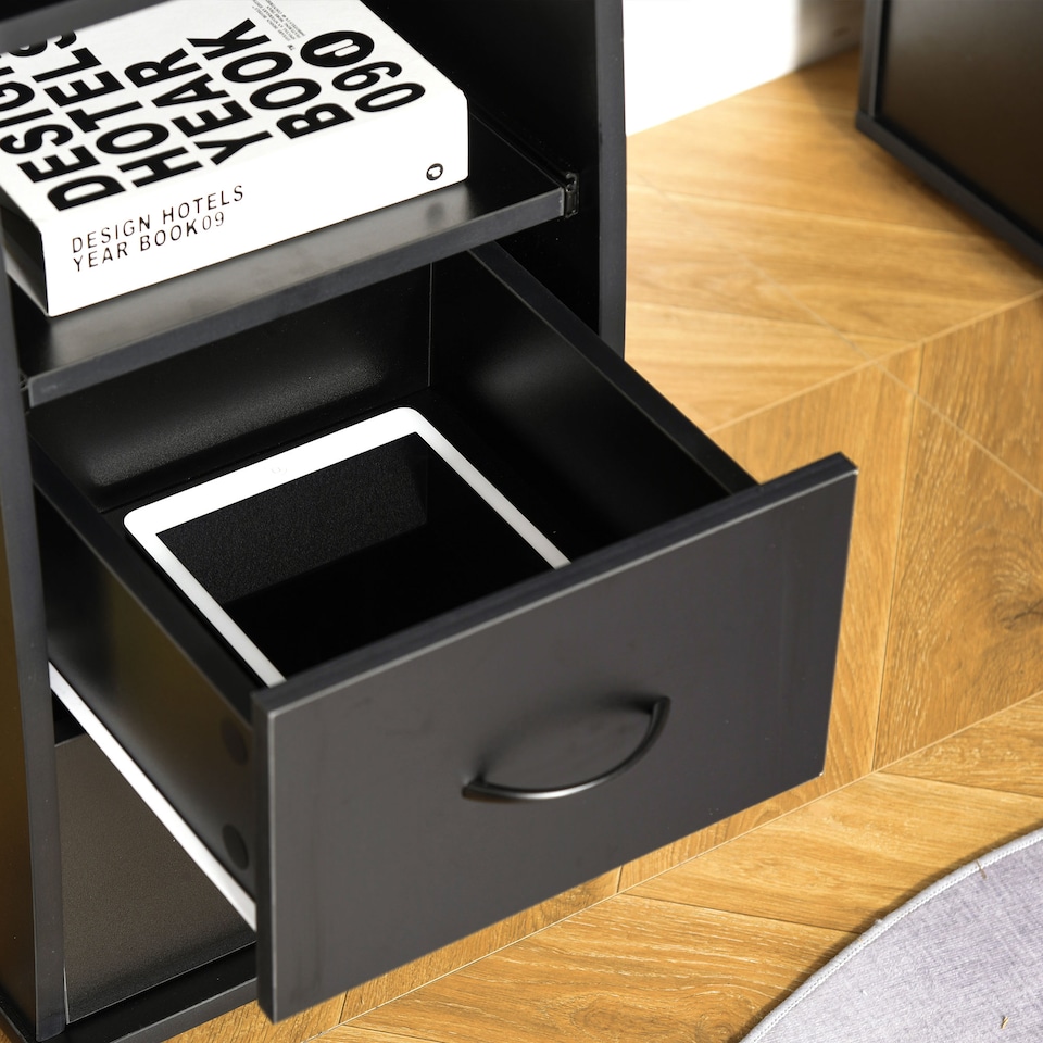 image 1 of HOMCOM Computer Desk Office PC Table Workstation with Keyboard Tray, CPU Shelf, Drawers, Sliding Scanner Shelf, Black