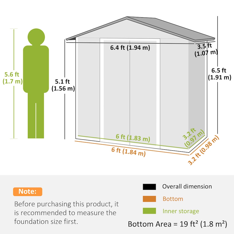image 1 of Outsunny 6.5x3.5ft Outdoor Metal Garden Shed for Garden, Patio, Dark Grey