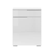 White Bathroom Cabinet Freestanding Storage Unit with Drawer White Gloss Slim Narrow 400mm Floor Unit Spice