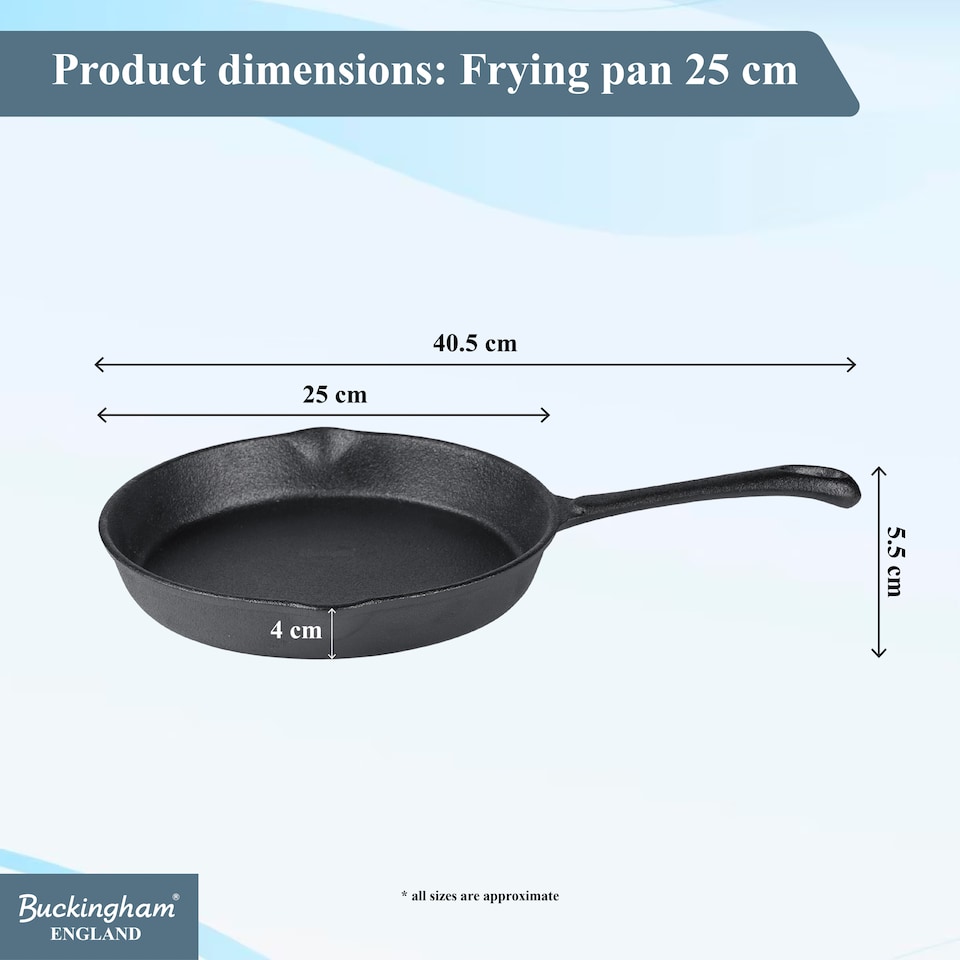 image 1 of Buckingham Pre-Seasoned Cast Iron Frying Pan 25 cm.