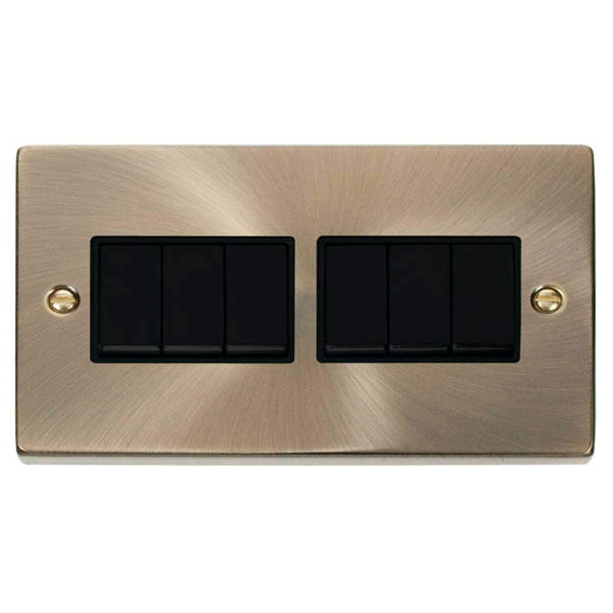 SE HOME Antique Brass 10A 6 Gang 2 Way Light Switch Brown Antique Brass