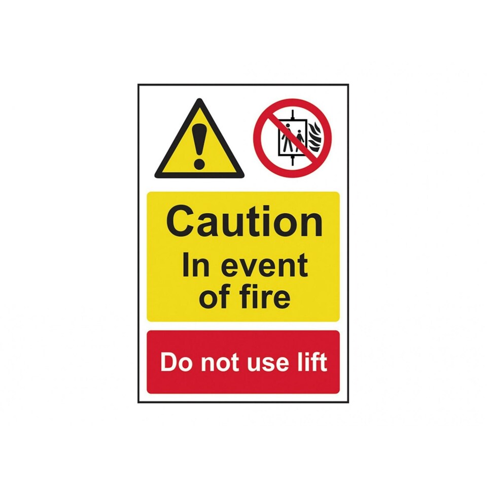 Scan Caution Event Of Fire Do Not Use Lift - Pvc Sign 200 X 300mm - Multi Colour - 200 x 300mm