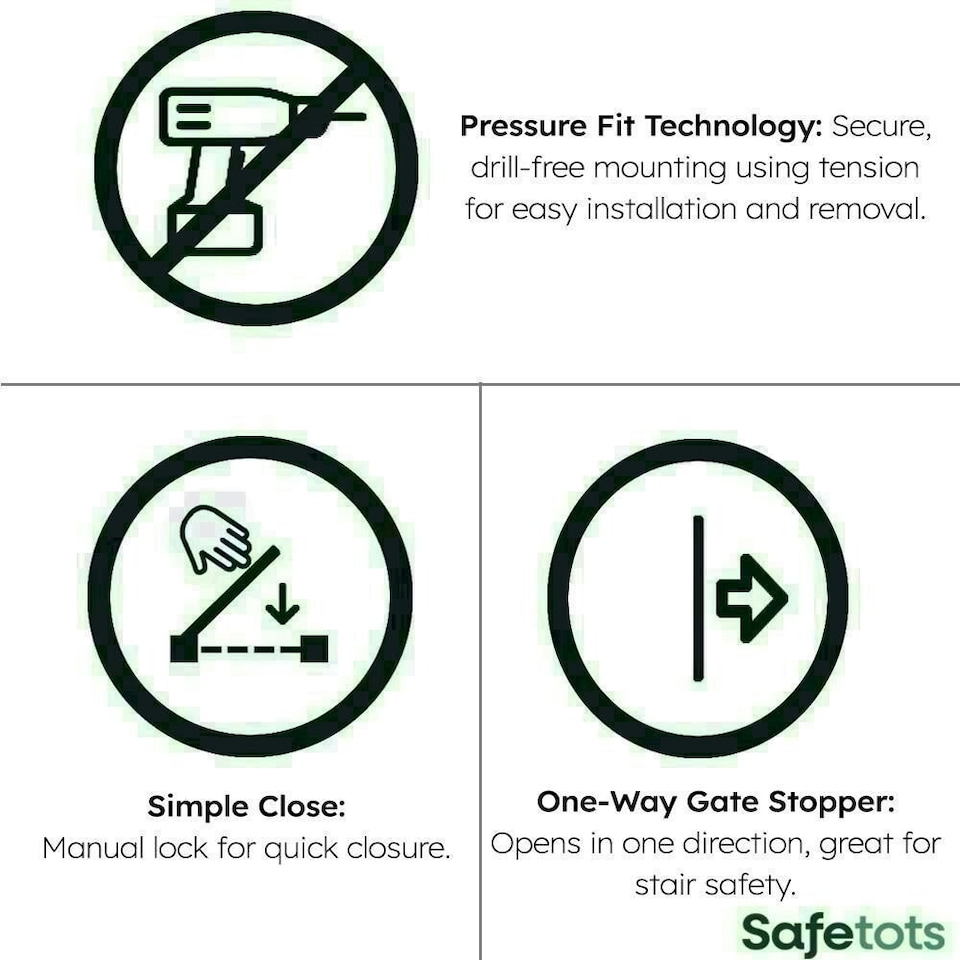 image 1 of Bettacare Child and Pet Gate Narrow, 68.5cm - 75cm, Matt Black, Extra Tall Gate 104cm in Height, Narrow Pressure Fit Stair Gate