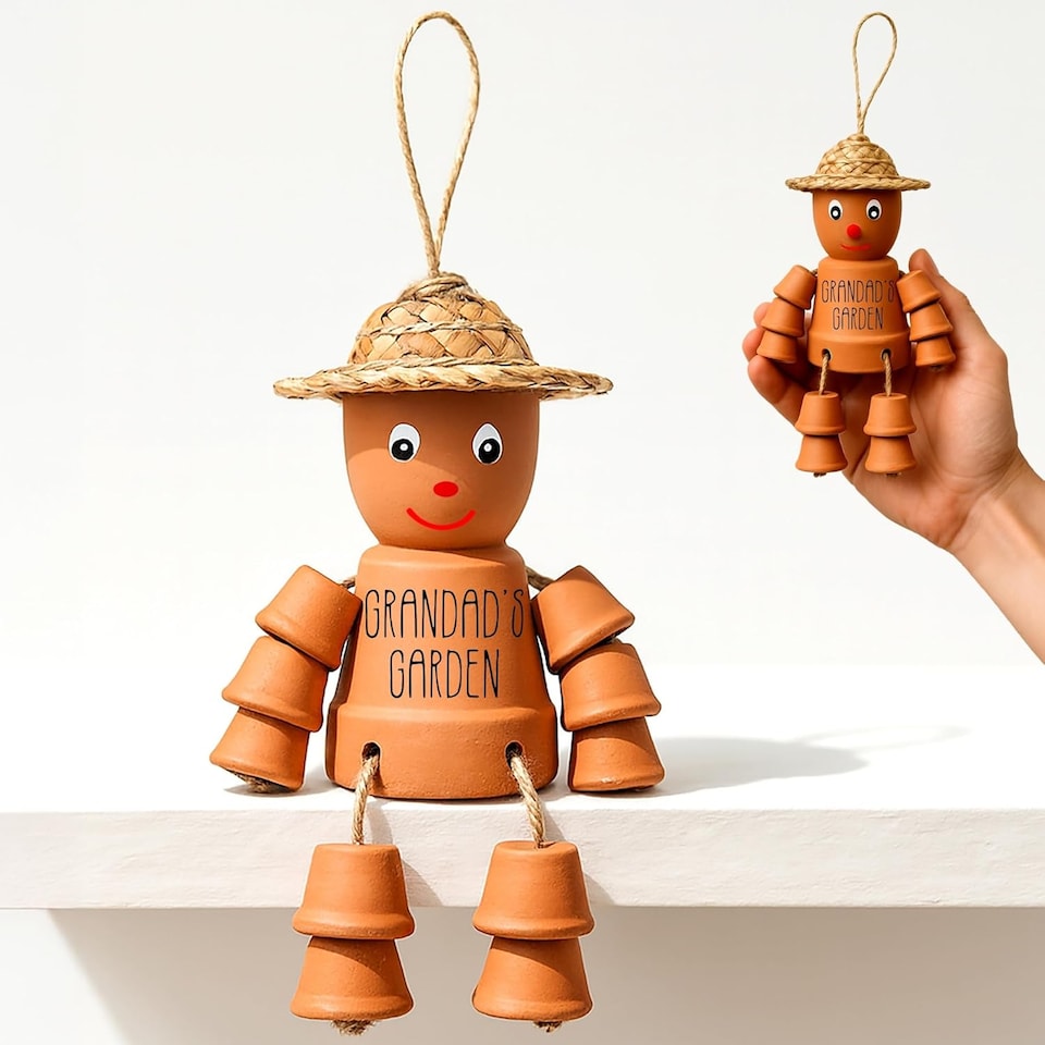 image 1 of Clay Man Terracotta Plant Pot Gift - Gardening Gifts for Fathers Day | Brown | Grandads - 1pack | 1