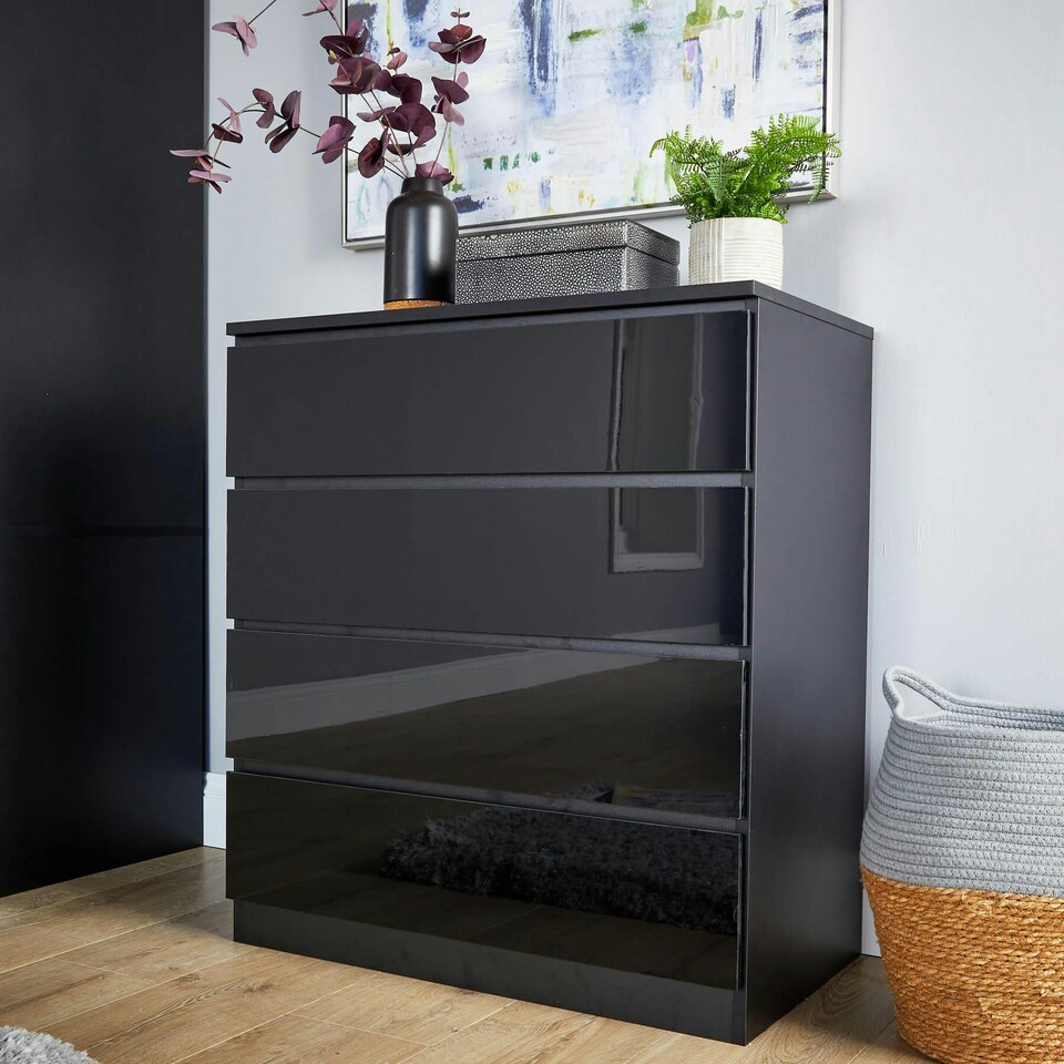 image 1 of Chest Of Drawers Spacious Bedroom Furniture Storage Unit Modern Organiser Black | 6 Drawers