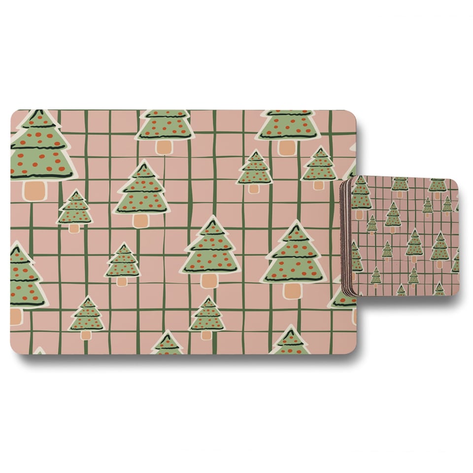 winter cookies placemat coaster set | Multi