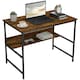 image 1 of HOMCOM 2-Tier Writing Desk Metal Frame with Storage Shelf Rustic Brown Brown