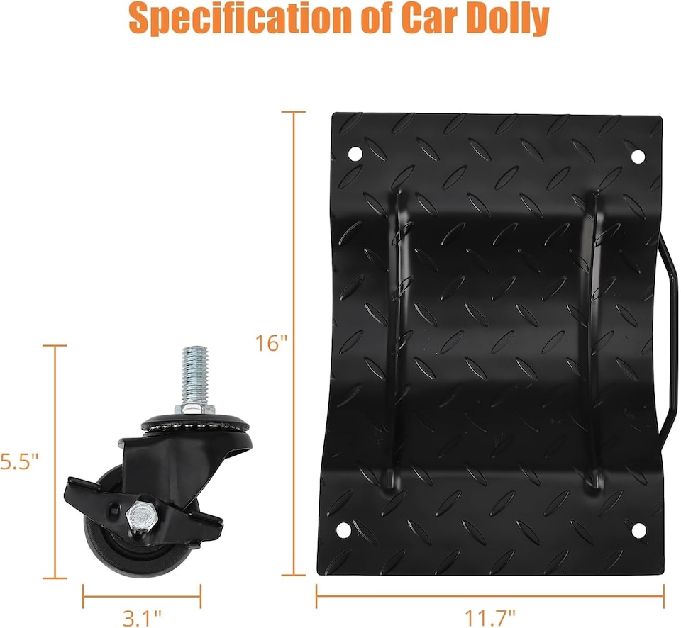 image 1 of London Boutique 4-Pack Heavy-Duty Car Dollies, 6000 lbs Capacity, 360° Swivel Nylon Wheels with Brakes for Cars, Black