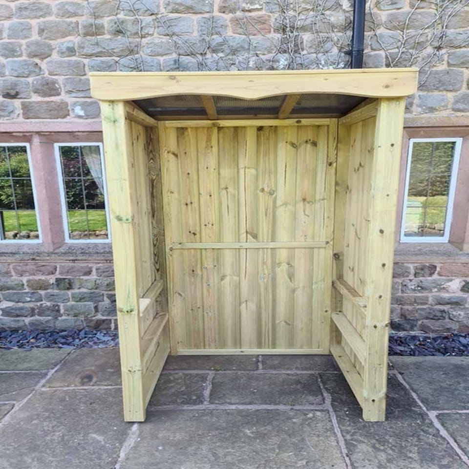 image 1 of Small Poly Smoking Shelter - Timber - L85 x W120 x H205 cm - Minimal Assembly Required