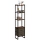 image 1 of HOMCOM Industrial Bookshelf, Slim Storage Shelf with 2 Fabric Drawers and 4-tier Shelving Unit, Narrow Display Rack for Living Room, Home Office, Rustic Brown