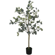HOMCOM Decorative Artificial Tree, 5ft 150cm Silk Eucalyptus Tree with 230 Silver Dollar Leaves in Pot, Fake Plant for Home, Office, Living Room, Indoor Decor | Green