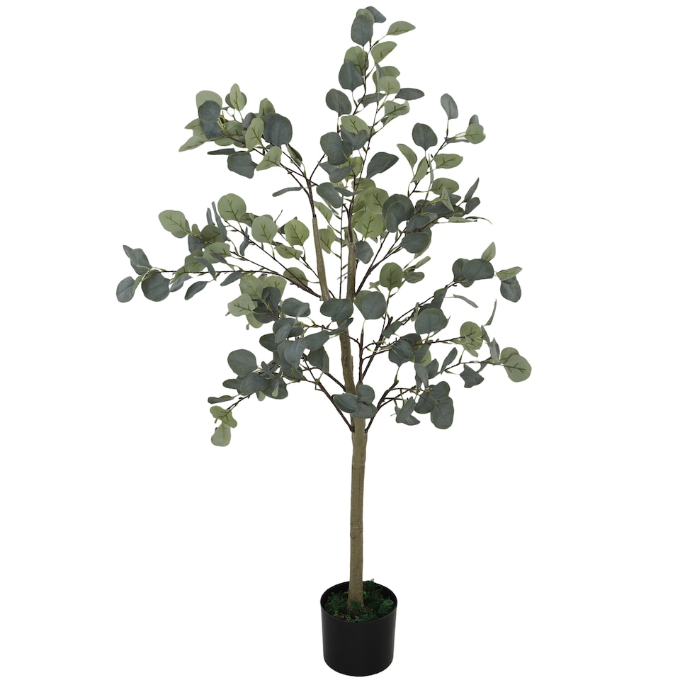image 1 of HOMCOM Decorative Artificial Tree, 5ft 150cm Silk Eucalyptus Tree with 230 Silver Dollar Leaves in Pot, Fake Plant for Home, Office, Living Room, Indoor Decor | Green