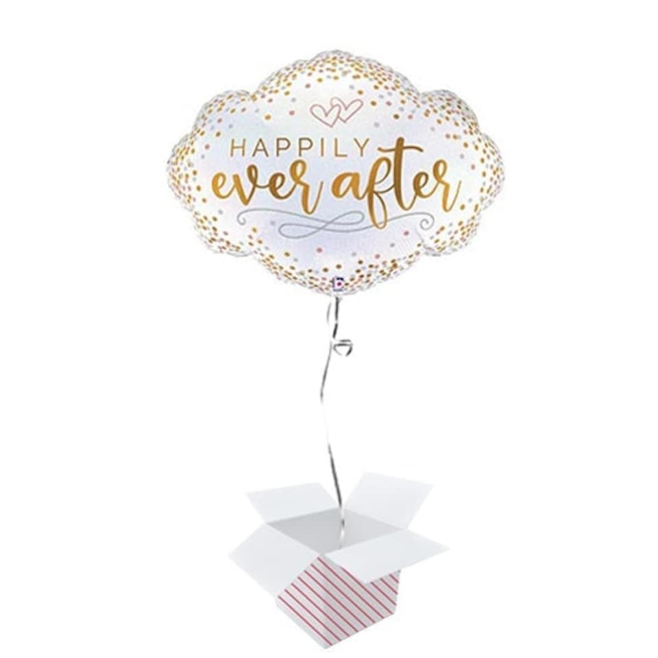 Happily Ever After Confetti Foil Helium Giant Balloon - Inflated Balloon in a Box