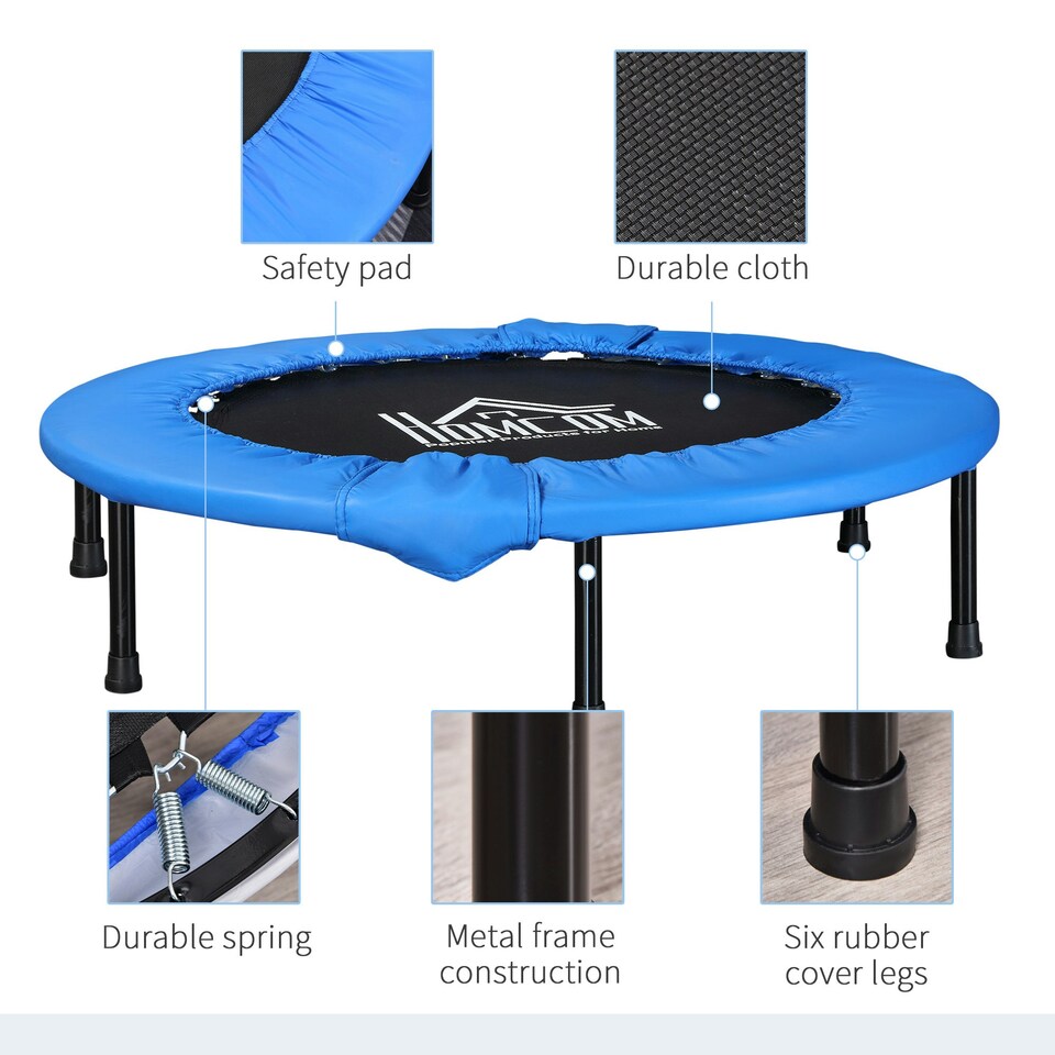 image 1 of HOMCOM Dia. 96cm Fitness Trampoline Exercise, Max Load 100 KG, Blue Black