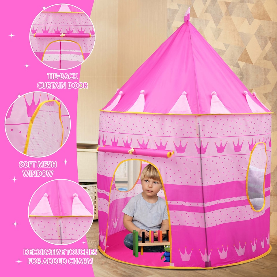 image 1 of KIDS POP UP WIZARD PRINCESS CASTLE BALL PLAYING TENT INDOOR OUTDOOR PLAYHOUSE