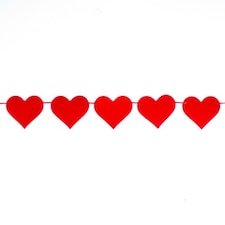 Red Hearts Felt Garland Hanging Decoration 2.5m