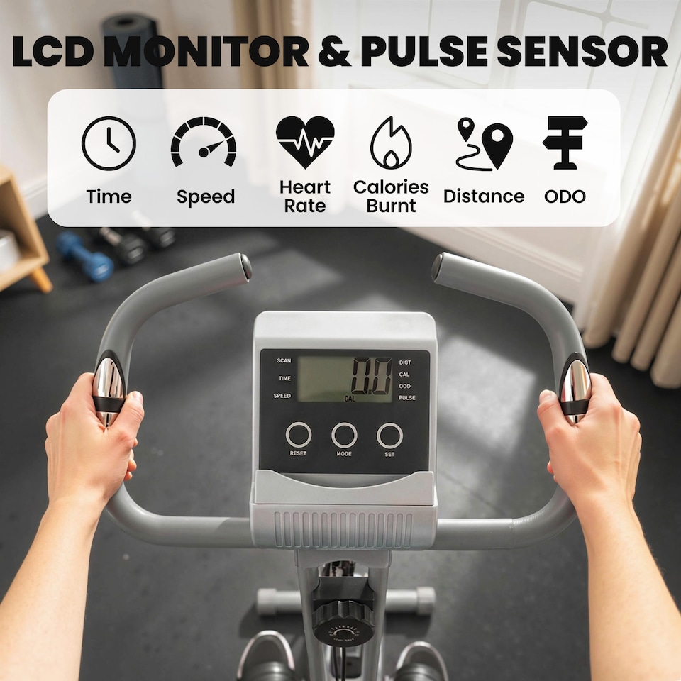 image 1 of HOMCOM 2-In-1 Folding Exercise Bike with 8-Level Magnetic Resistance Grey