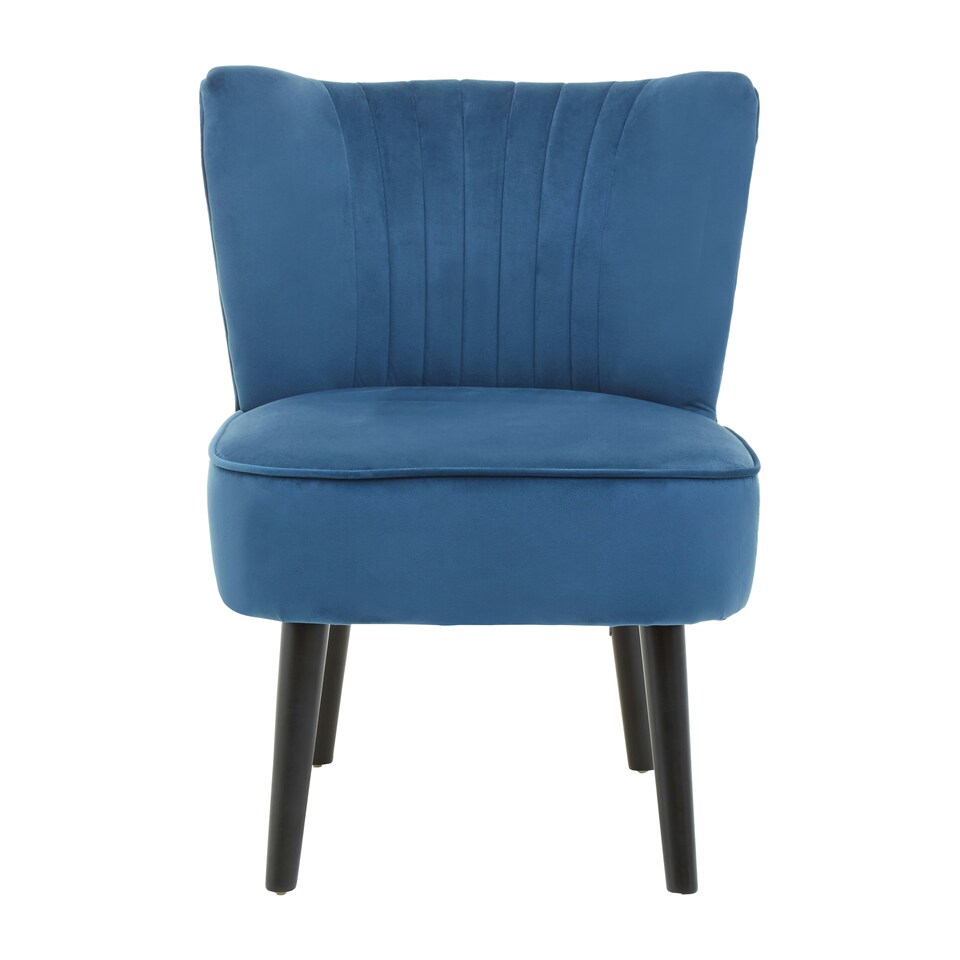 image 1 of Interiors by Premier Blue Velvet Chair, Curved Back Accent chair, Easy to Assemble Borg Chair, Comfy Office Chair