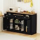 image 3 of COSTWAY Buffet Sideboard Kitchen Storage Cabinet 3 Drawers Black | Black