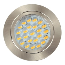ValueLights Downlight Brushed Chrome Fixed Light Integrated Warm White Bulbs