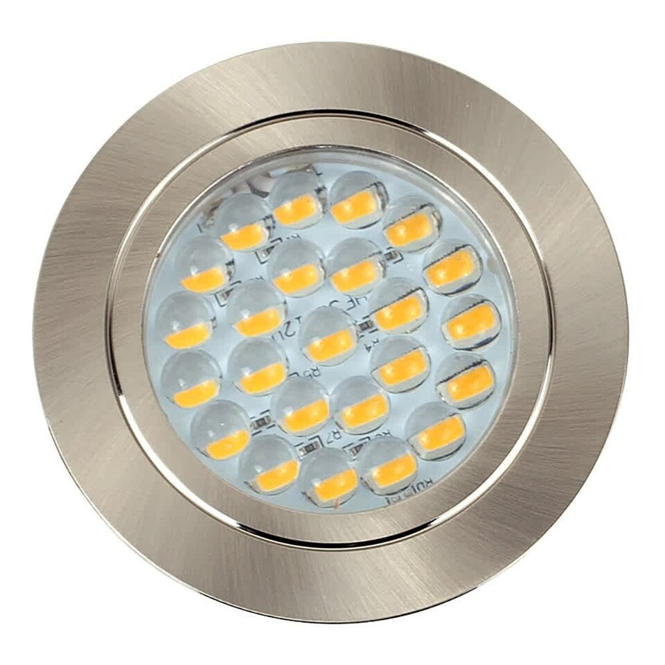 image 1 of ValueLights Downlight Brushed Chrome Fixed Light Integrated Warm White Bulbs