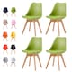 image 1 of Set of 4 Dining Chairs with Solid Wooden Legs and Seat Cushion Pads in Green - Eva by MCC