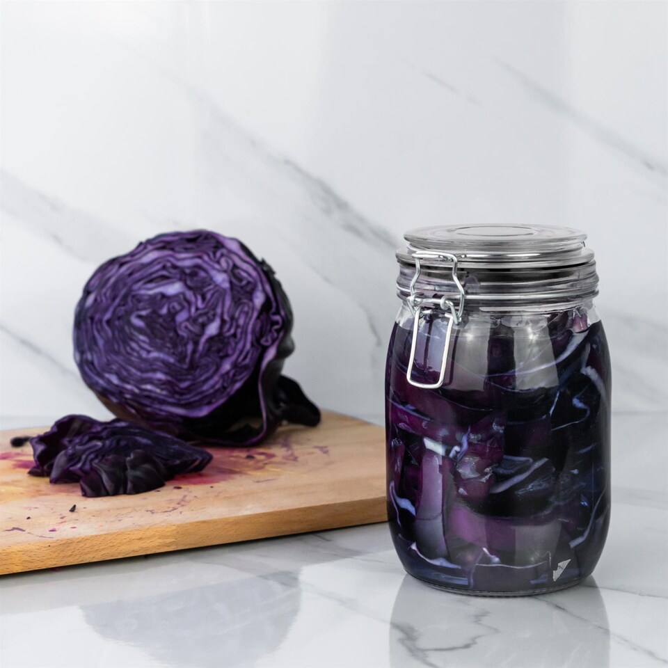 image 1 of Argon Tableware Glass Storage Jar Seals - Large - Black - Pack of 6