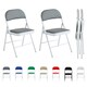 image 1 of Set of 2 Folding Dining Chairs Metal Frame Padded Seats