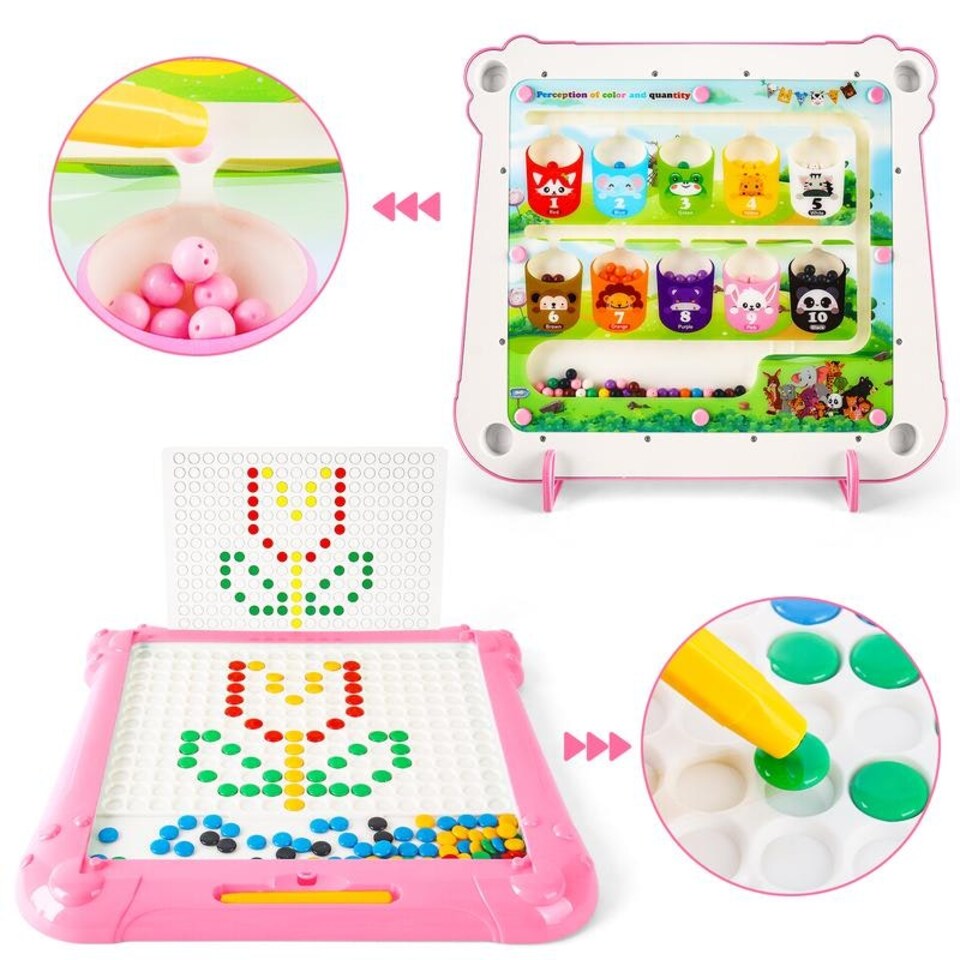 image 1 of 2-in-1 Magnetic Maze and Drawing Board for Kids Pink