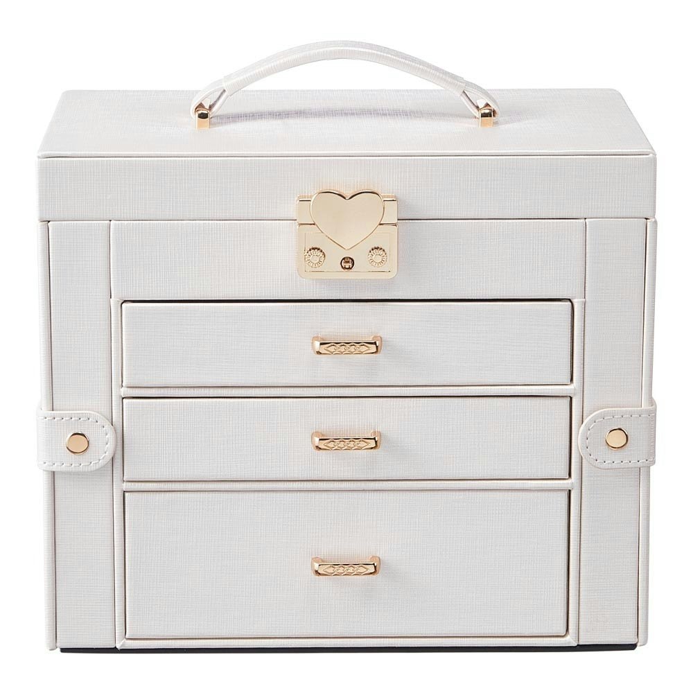 Living and Home Jewellery Box Organizer with Large Capacity - White