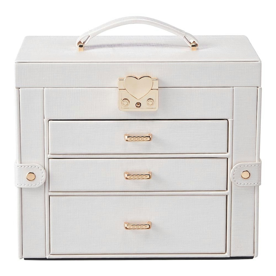 image 1 of Living and Home Jewellery Box Organizer with Large Capacity - White