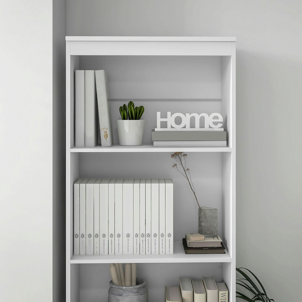 image 1 of HOMCOM 180cm Tall Bookshelf Free Standing Storage Shelf Unit with Storage White
