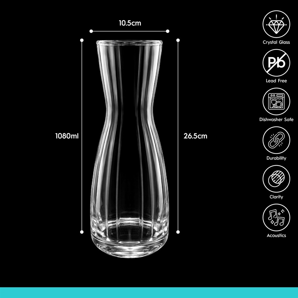 image 1 of Argon Tableware Hoxton Optic Crystal Carafe - 1.1L | Clear | Clear | 1