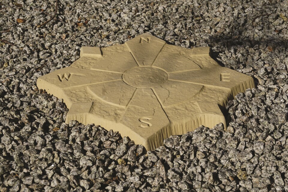 image 1 of Compass Shaped Stepping Stone 440mm Bath Buff  Pallet of 25 - Bowland Stone