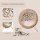 image 2 of PawHut Wicker Cat House, Ball-Shaped Rattan Raised Cat Bed - Natural Wood Finish