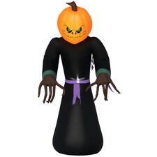 HOMCOM 2.1m Inflatable Pumpkin Ghost Head Monster Vampire 6 LED Halloween Blow Up Yard Holiday Decoration