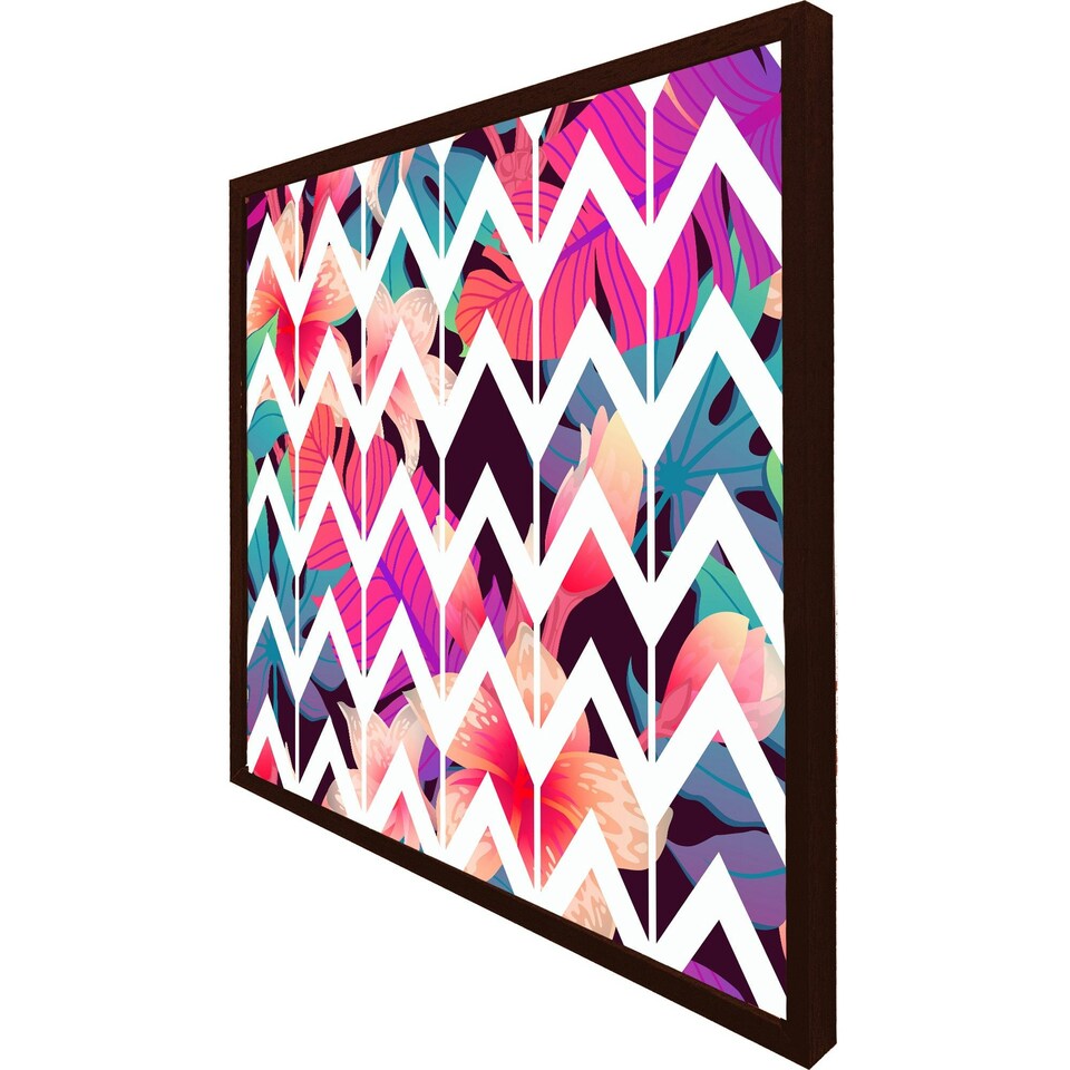 image 1 of Tropical geometric zig zags (Picture Frame) Brown | XL