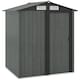 image 1 of Outsunny 5ft x 4ft Garden Shed, Metal Tool Storage Shed with Sliding Door, Sloped Roof and Foundation Kit for Garden, Patio, Grey Wood Effect | Grey | 1