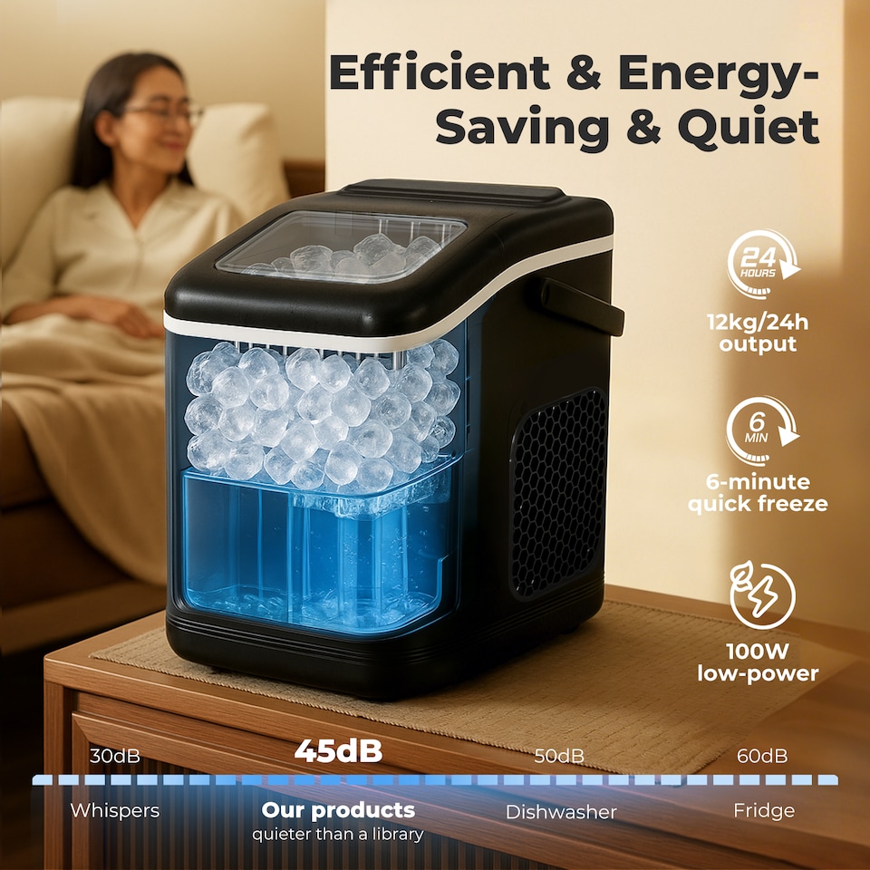 image 1 of Spector Countertop Ice Cube Maker Machine 12Kg Per Day Electric Fast Automatic