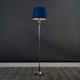 image 3 of ValueLights Faulkner Modern Polished Chrome Spindle Design Floor Lamp with Navy Blue Tapered Shade - with LED GLS Bulb Blue